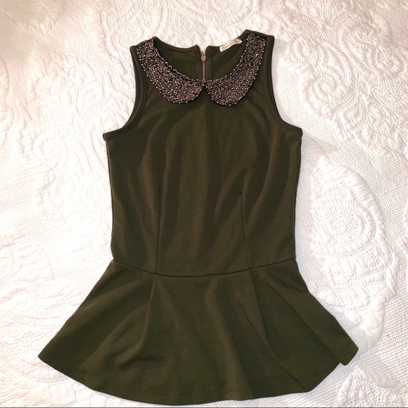 Soprano Tops - Peplum Olive Green Top
